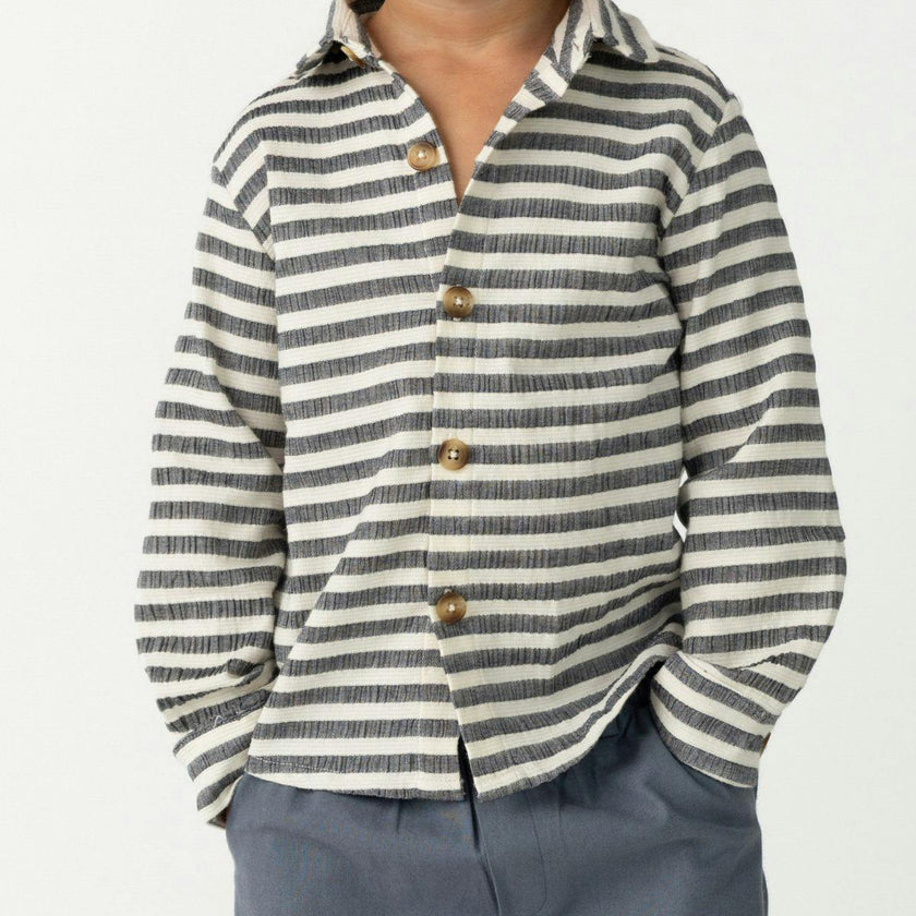 Leom Shirt | Blue Marine - White Striped