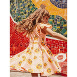 Flutter Sleeve Twirl Dress, Multi
