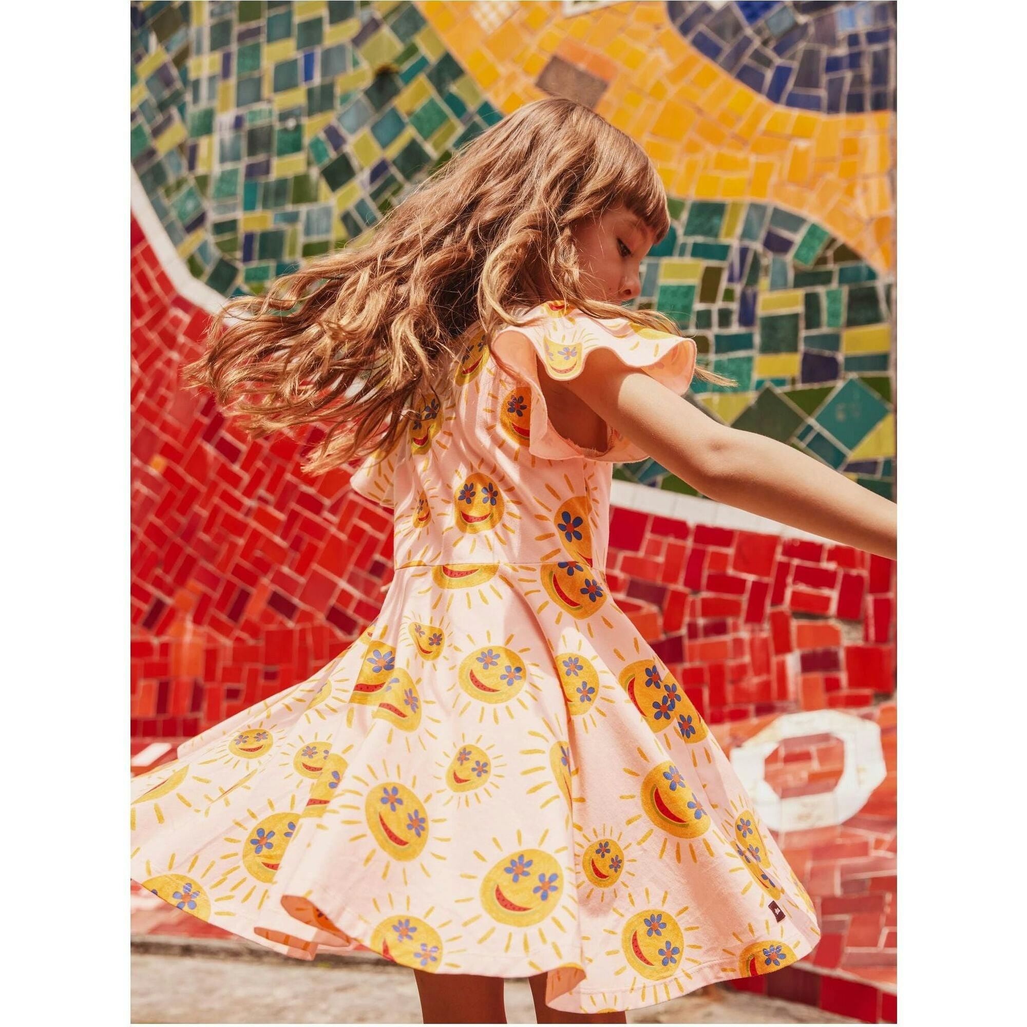 Flutter Sleeve Twirl Dress, Multi