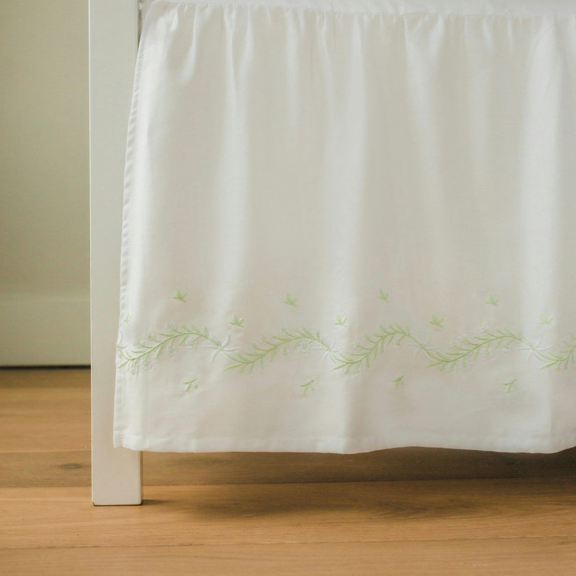 Embroidered Crib Skirt - Meadow