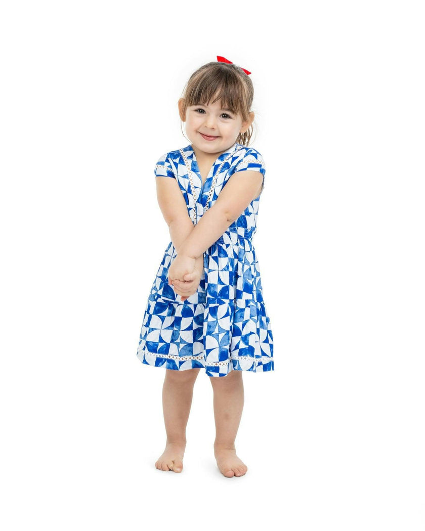 The Greece - Girls Smocked Waist Sun Dress