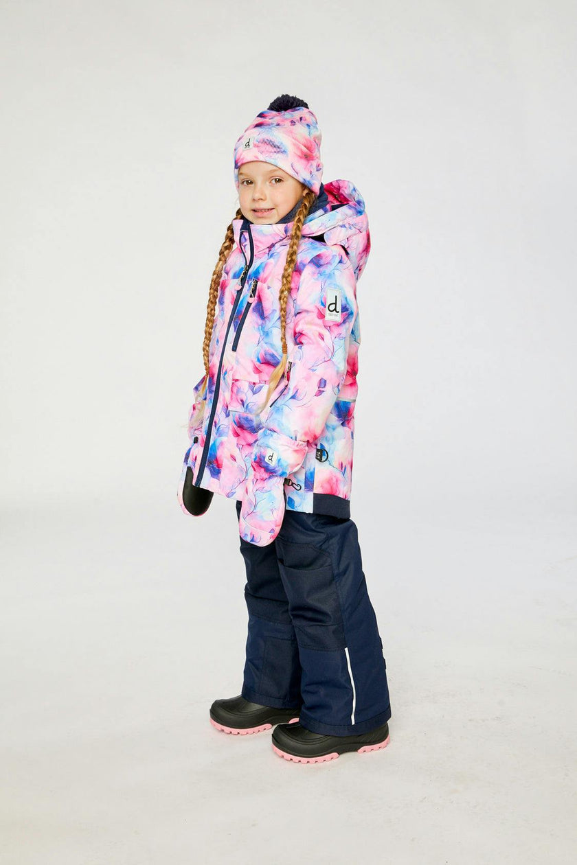 Two Piece Play Snowsuit Mauve Watercolor Floral Print With Navy Pants