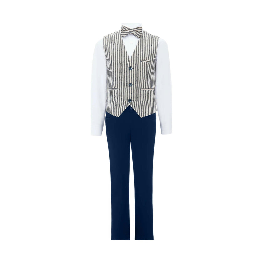Gray Ruggero Striped Vest Outfit Set