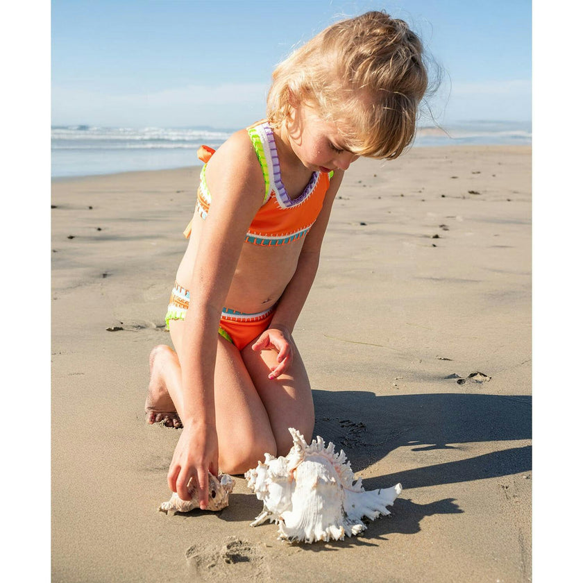 Mango Tango Sporty Rainbow Embroidere Bikini, Orange