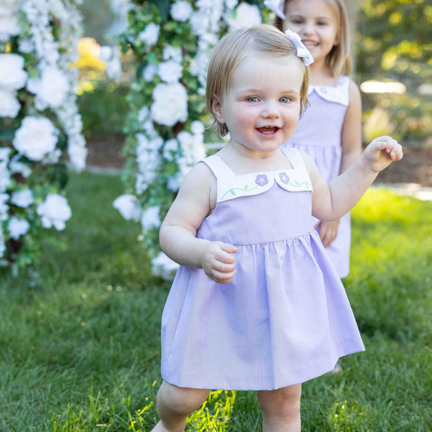 Pincord Romper with Flowers
