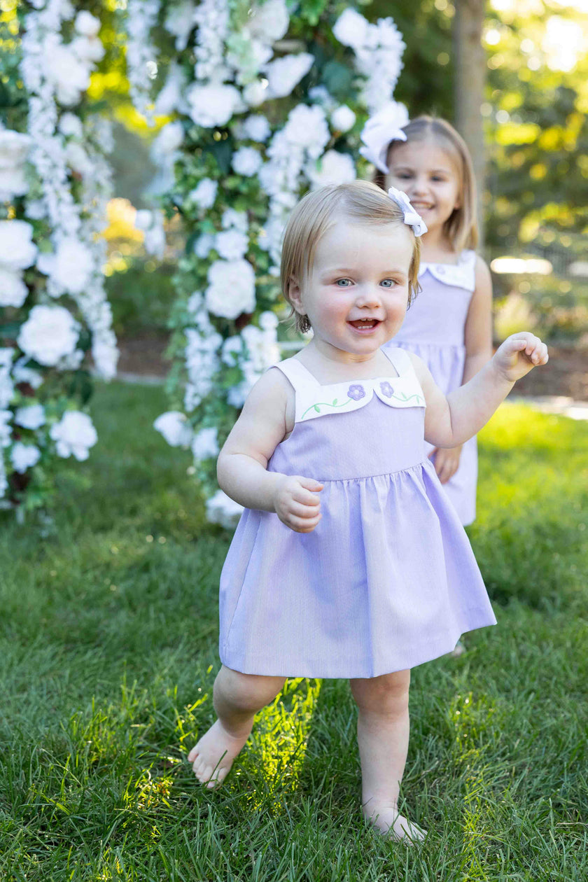 Pincord Romper with Flowers