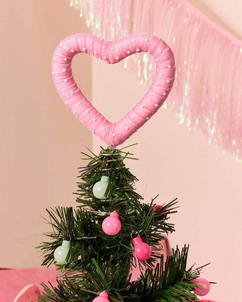 Love & Pearls Treetopper - pink heart treetopper