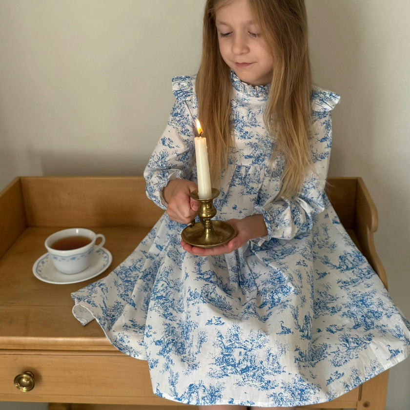 Aoki Blue Toile Dress| Long Sleeve