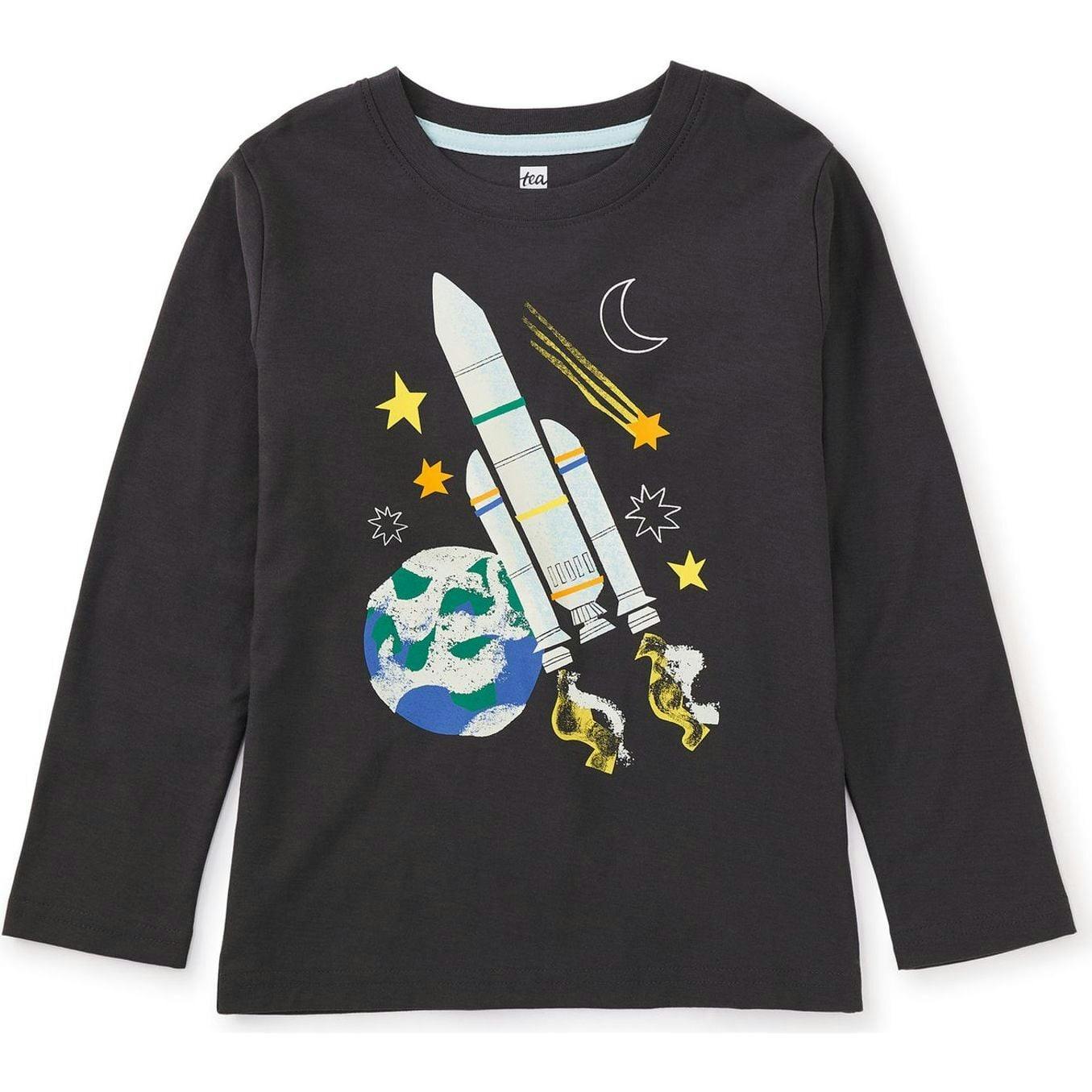 Glowing Rocket Graphic Tee, Black