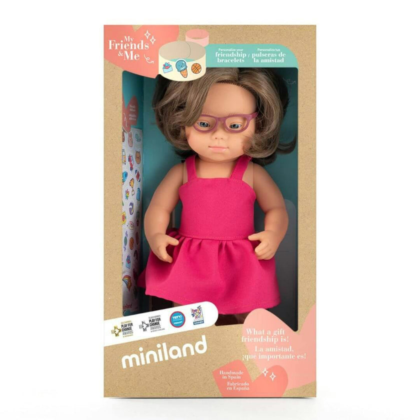 My Friends and Me Collection Brunette Baby Girl Doll with Down Syndrome and Glasses- 15"