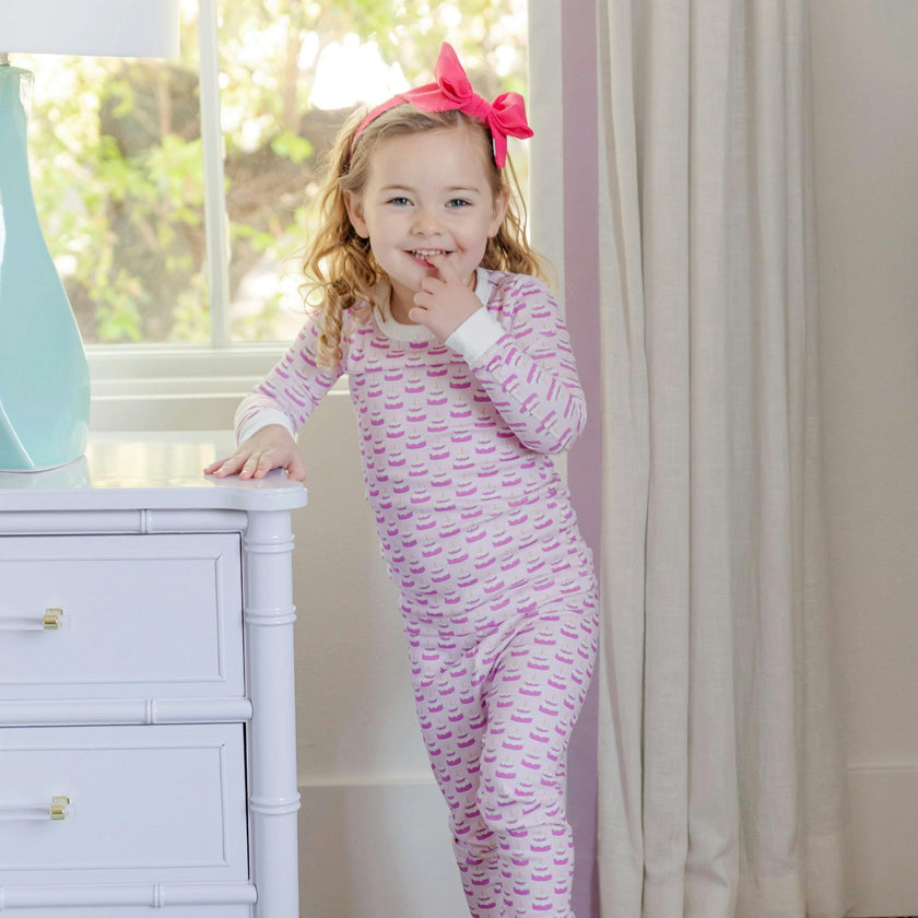 Ava Girls' Pajama Pant Set - Birthday Cake Pink