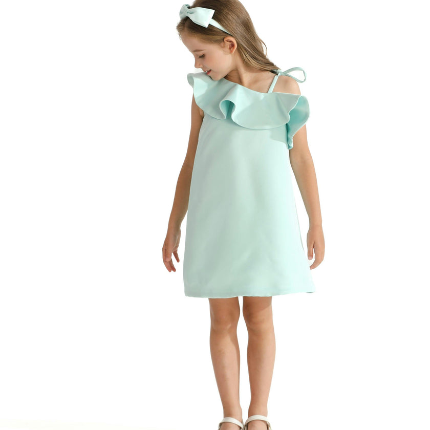 Green Petulla Off Shoulder Ruffle Dress
