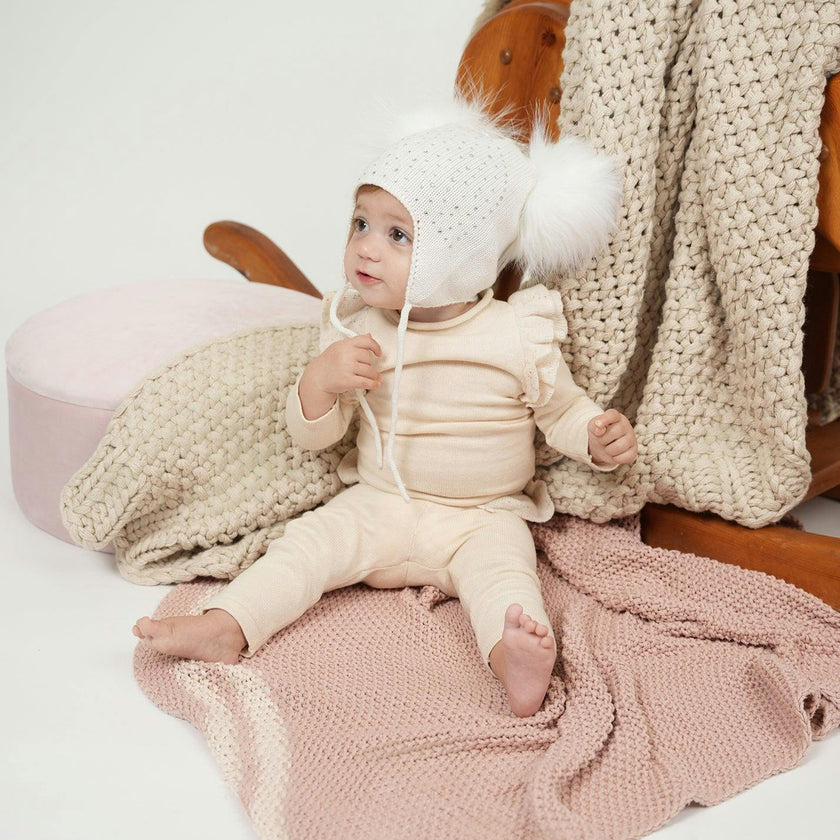 Chic Ruffle Shoulder Long Sleeve Top & Pant 2-Piece Set