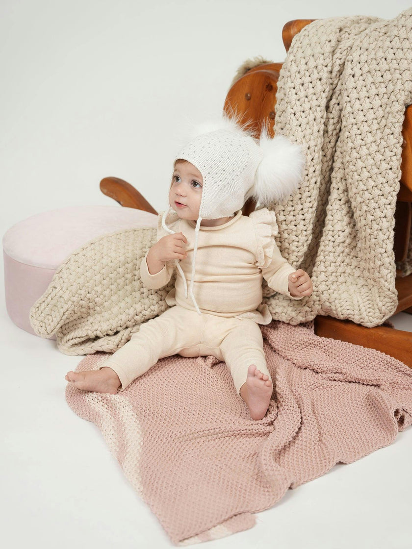 Chic Ruffle Shoulder Long Sleeve Top & Pant 2-Piece Set
