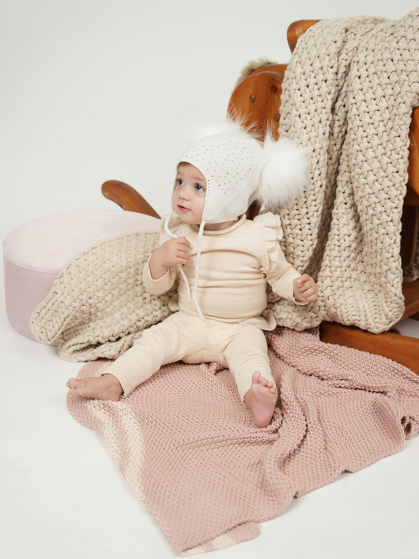 Chic Ruffle Shoulder Long Sleeve Top & Pant 2-Piece Set