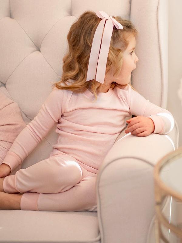 2 Piece Pima Loungewear Set | Lt Pink Mini Stripe