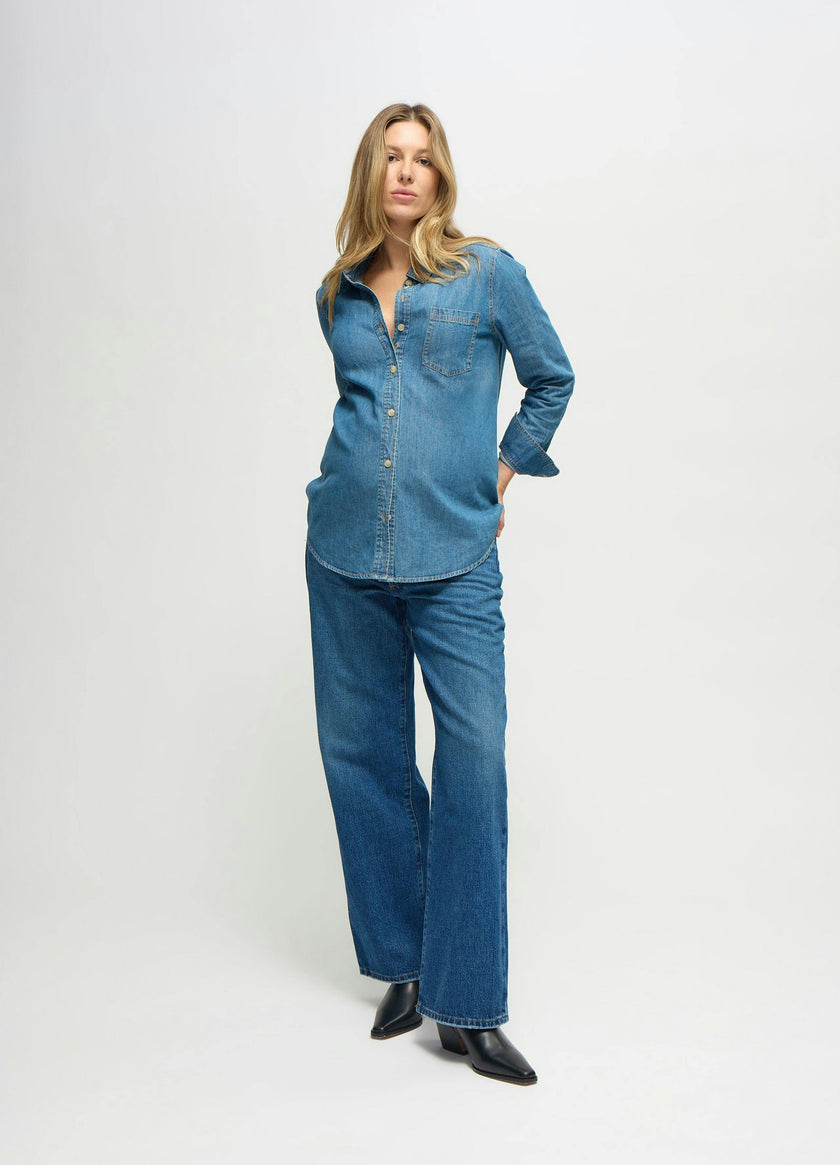 Maternity & Nursing Denim Button-Down Shirt