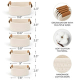 Beautiful Storage Basket Set of 5 - Modern Cotton Rope Baskets for Organizing Shelves - Perfect Bins for Nursery, Changing Table, Office and Living Room