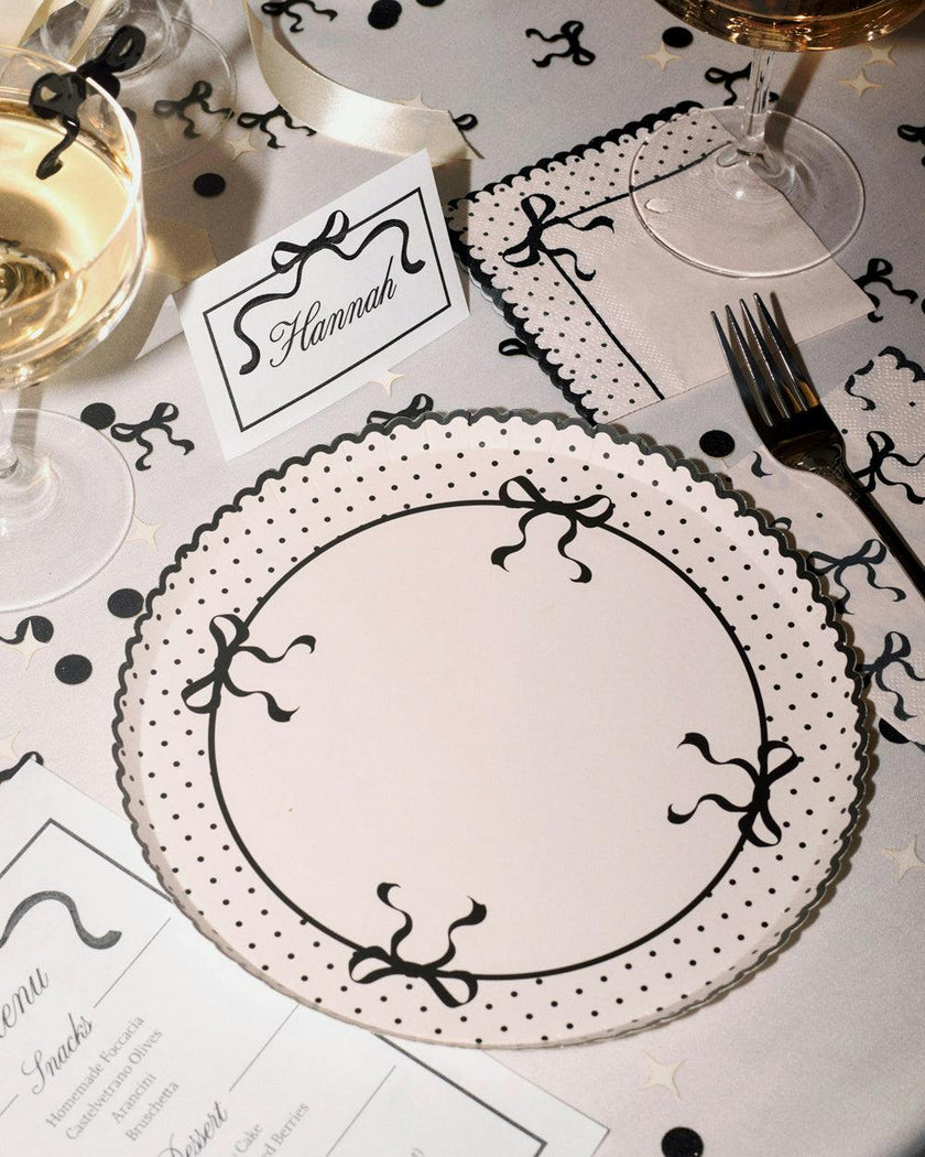 Little Black Bow Plates - 25 paper plates
