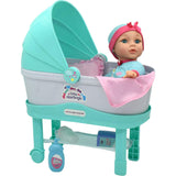 Little Darlings: 12" Bassinet Baby Doll Set - Teal