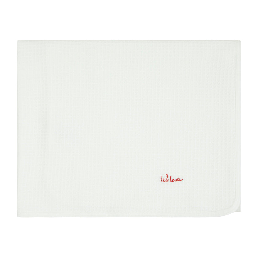 Lil Love Embroidered Waffle Blanket