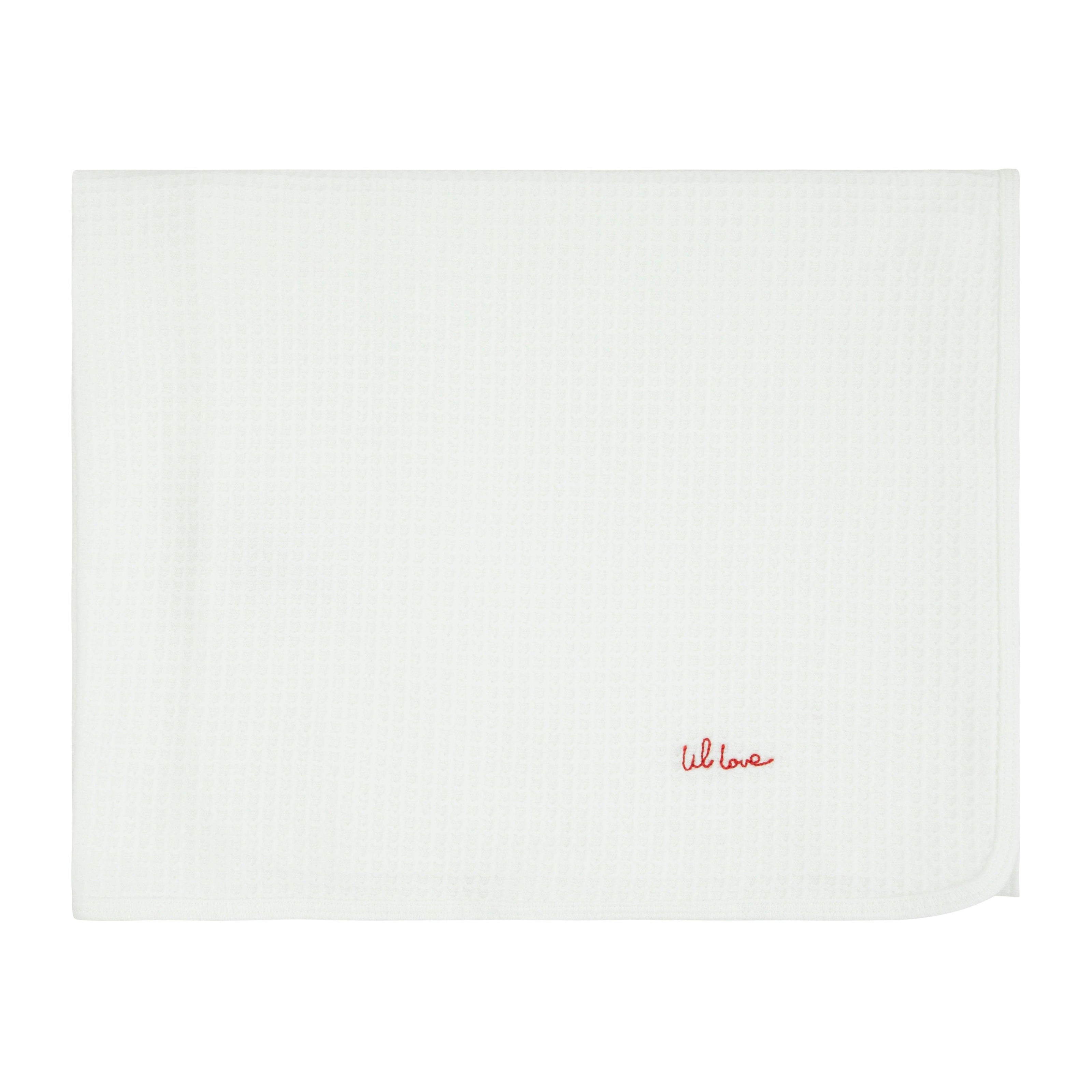 Lil Love Embroidered Waffle Blanket