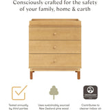 Gelato 3-Drawer Changer Dresser with Vegan Tan Leather Feet