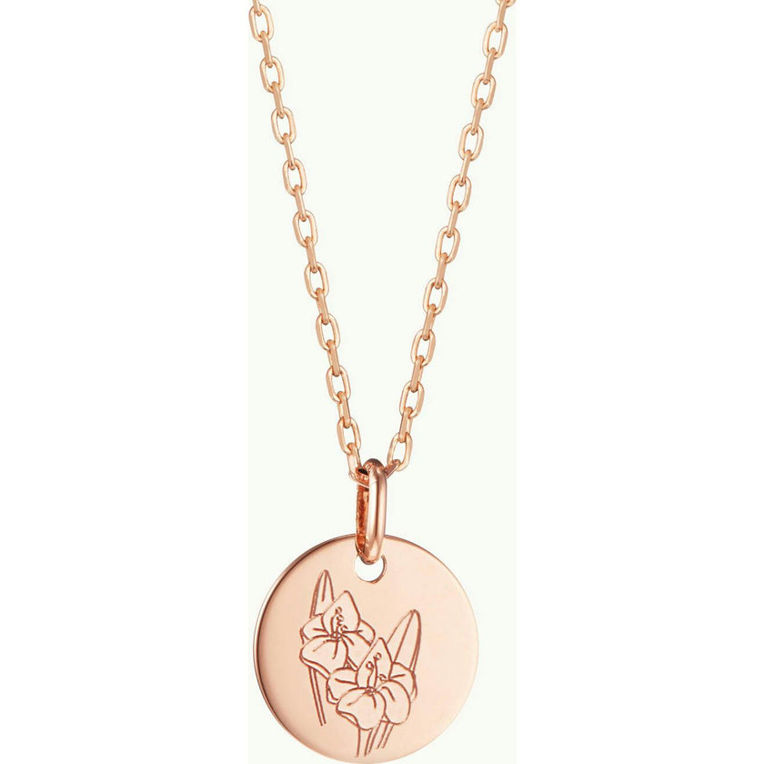 Personalized Birth Flower Necklace, 18k Rose Gold Plated
