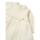 Champagne Pleated Knit Tulle Dress