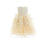 Gold Leah Layered Tulle Dress