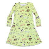 Farm Animals Bamboo Girls' Long Sleeve Dress