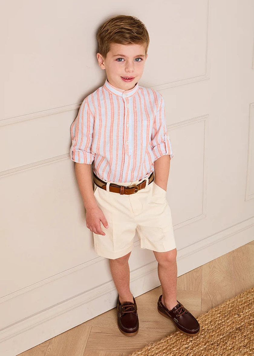 August Stripe Mao Collar Shirt in Orange (18mths- 10yrs)