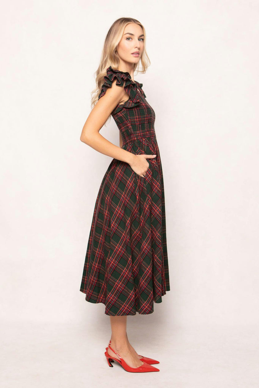 Hattie Dress in Evergreen Plaid