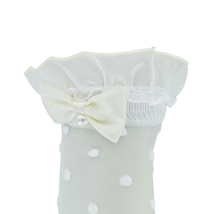 Transparent Polka-Dot Bow Trim Socks