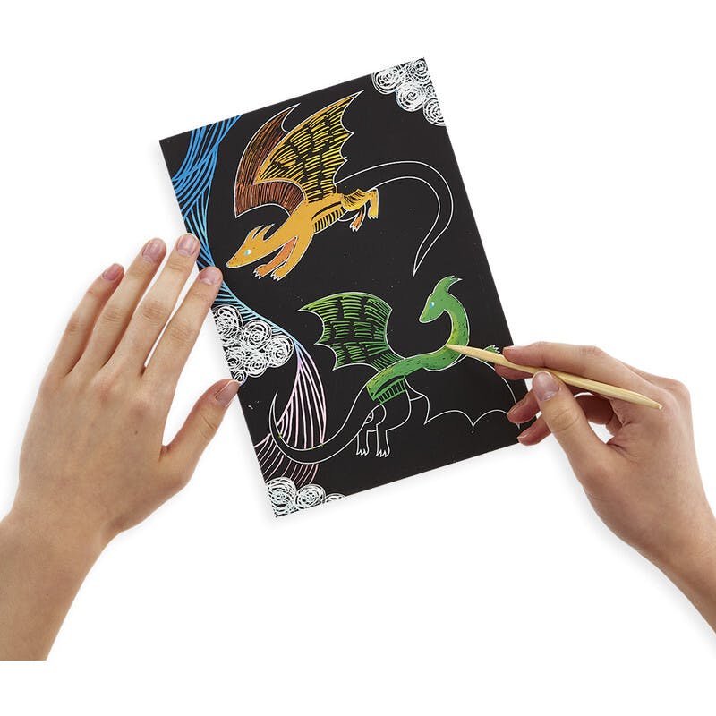 Scratch and Scribble Scratch Art Kit - Fantastic Dragon - 8 Cards 1 Sticker Sheet