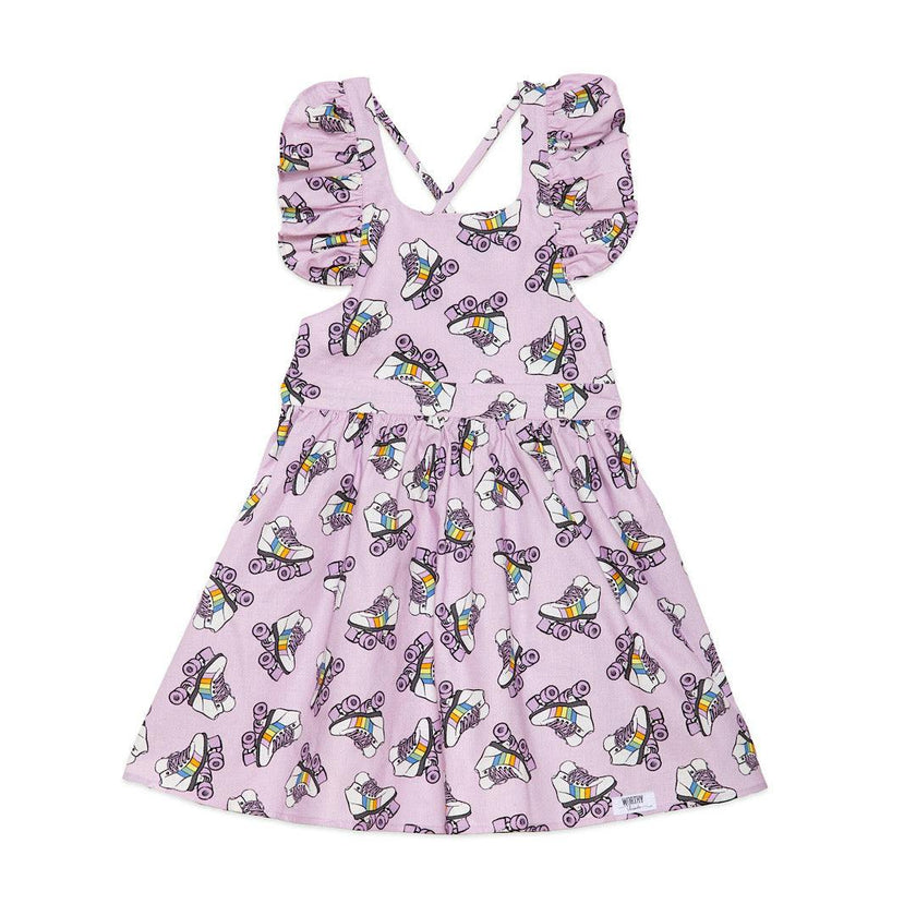 Ruffle Sleeve Dress in Roller Skates