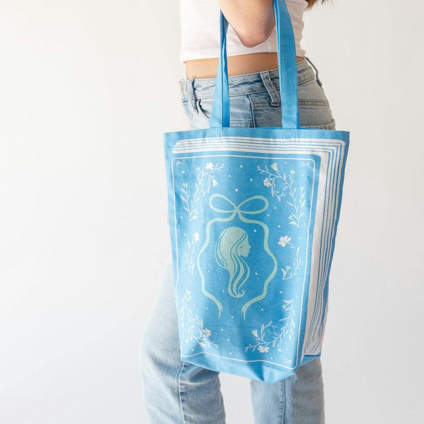 Silhouette Book Themed Canvas Tote Bag