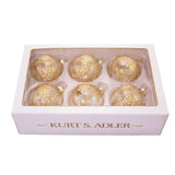 Kurt Adler 80MM Clear with Gold Pinecones Glass Ball Ornaments, 6-Piece Set