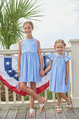 Smocked Bishop Dress - Flags