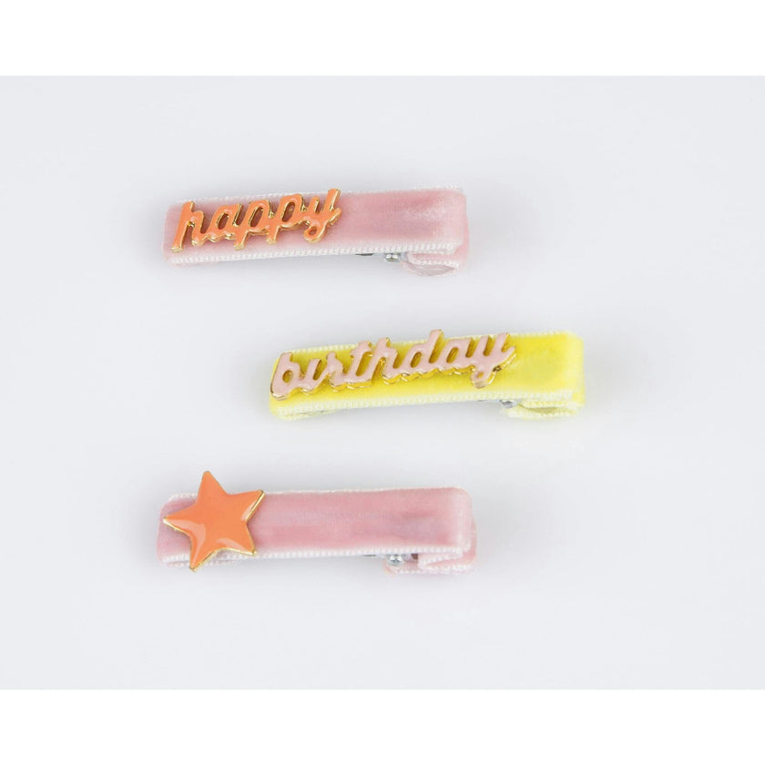 Happy Birthday Enamel Hair Clips