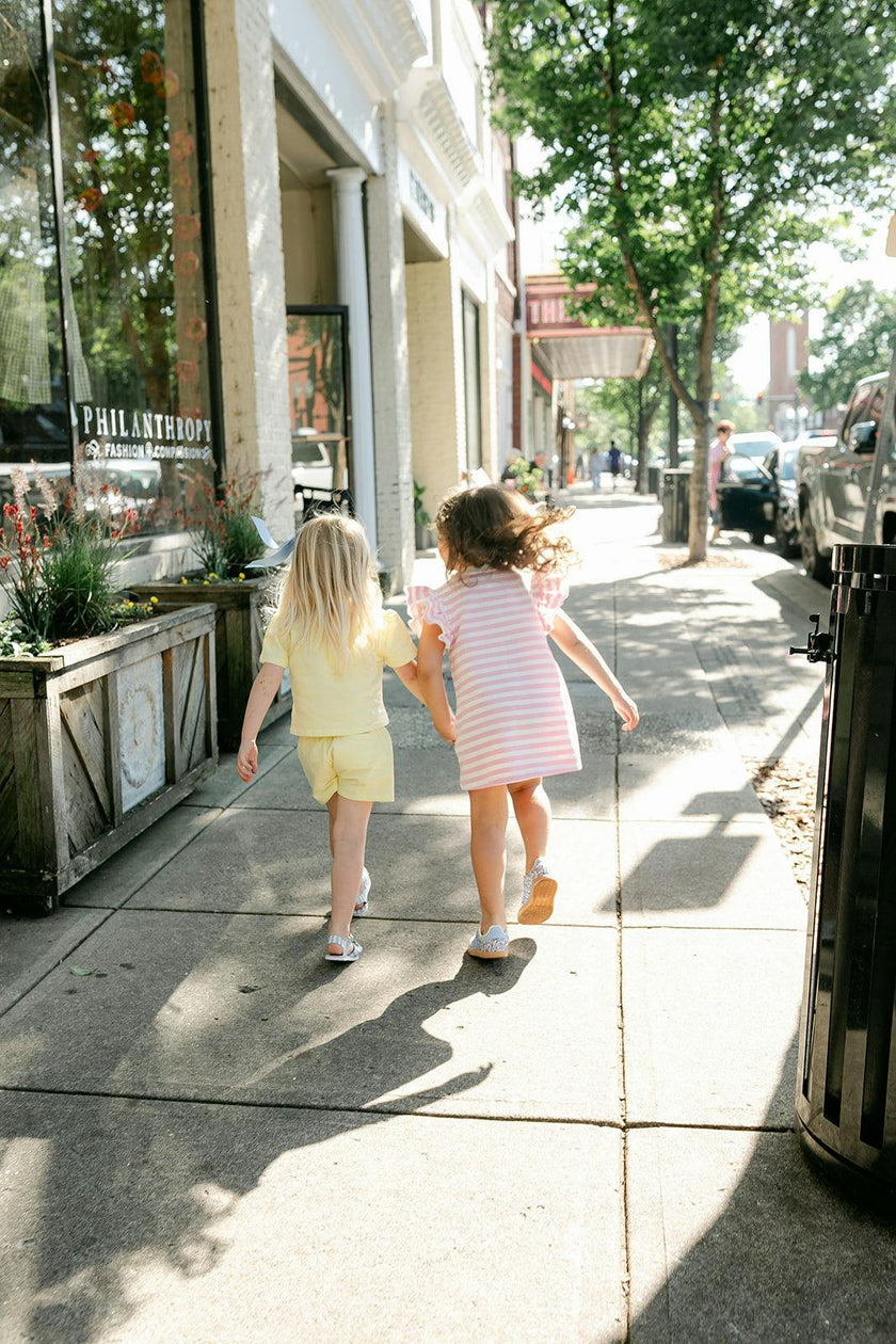 Lottie Dress - Pink & White Stripe