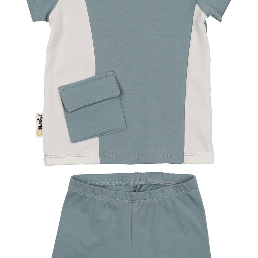 Color-Block Pocket Tee & Short Set
