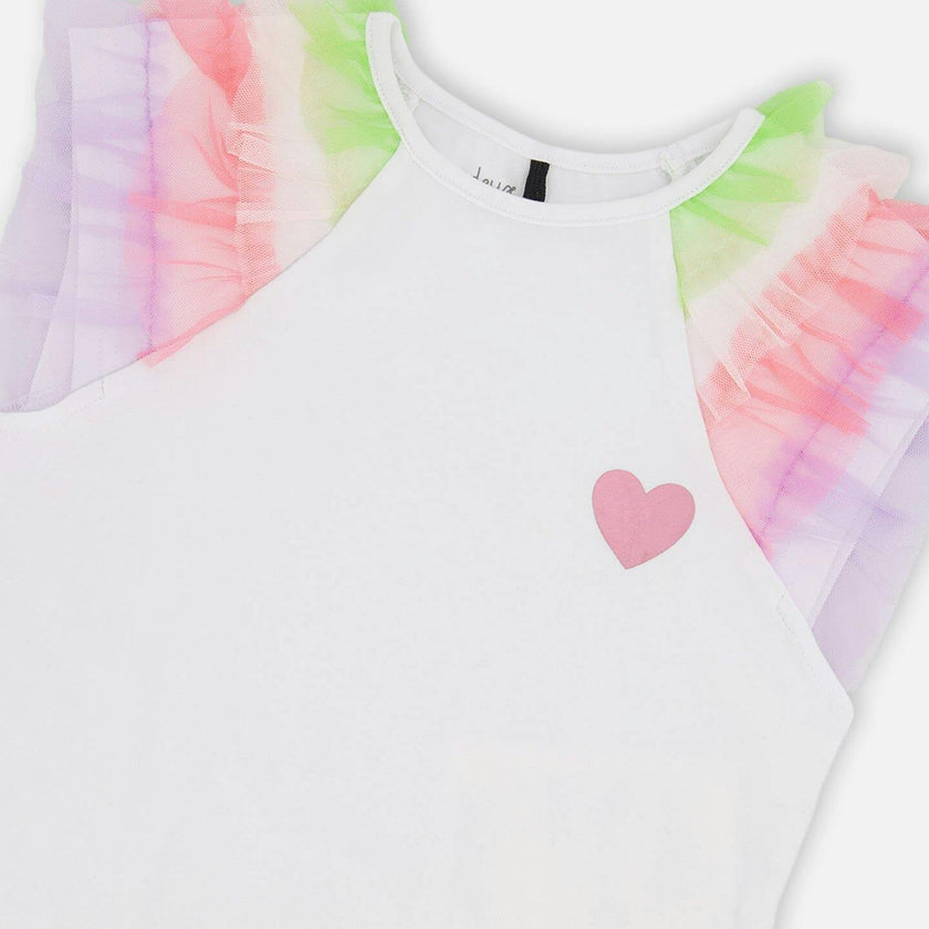 Organic Cotton Jersey T-Shirt With Mesh Sleeves
