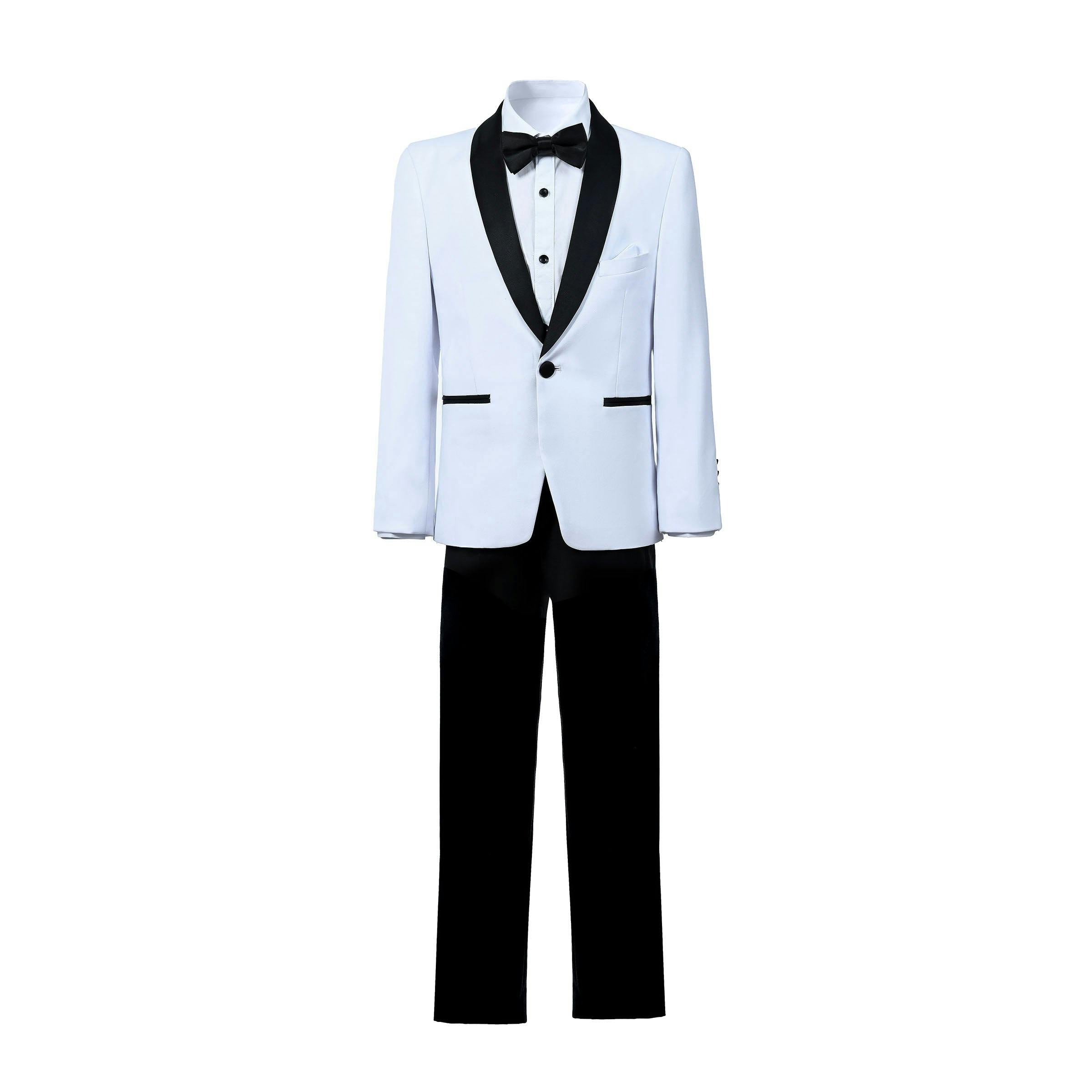 White Moustache Shawl Lapel Tuxedo Set