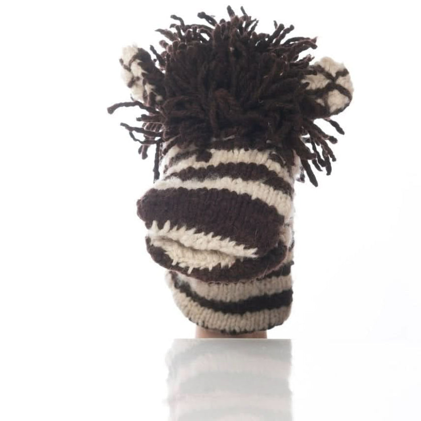 Organic Wool Knit Hand Puppet  | Zachary the Zebra