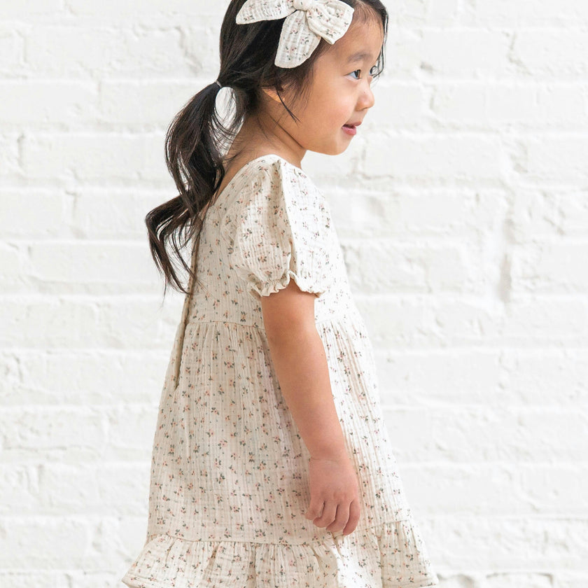 Celine Muslin Square Neck Dress - Camellia Floral / Shell + Fern