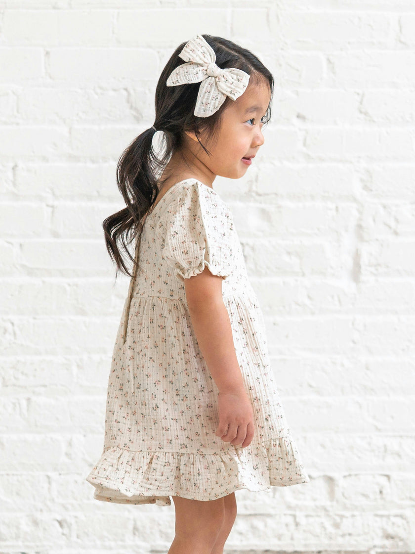 Celine Muslin Square Neck Dress - Camellia Floral / Shell + Fern