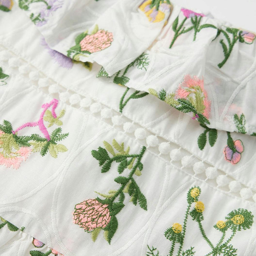 Emely Frill Embroidered Maxi Dress