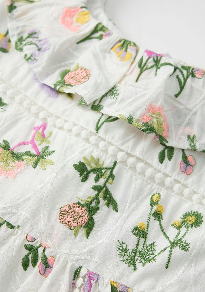 Emely Frill Embroidered Maxi Dress