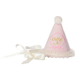 ONE Pink Party Hat with Pink Bow Embroidery